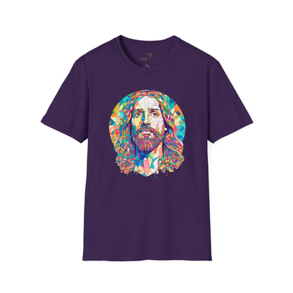 Colorful Jesus Graphic Unisex Softstyle T-Shirt - Spiritual Fashion for Everyday Wear
