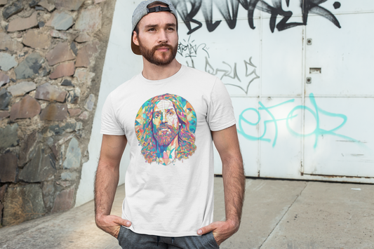 Colorful Jesus Graphic Unisex Softstyle T-Shirt - Spiritual Fashion for Everyday Wear